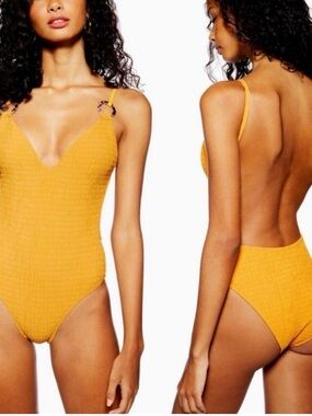 TOPSHOP shirred tortoise ring plunge one piece